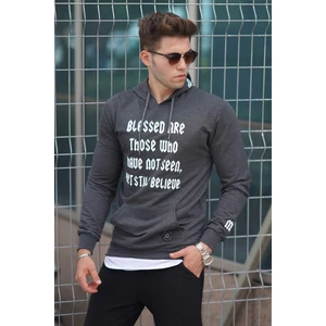 Antrasit Baskılı Kapşonlu Sweatshirt 4097