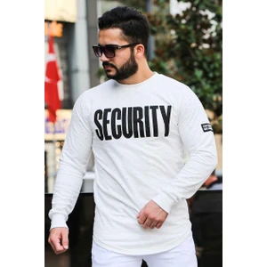 Beyaz Yırtık Detaylı Baskılı Sweatshirt 4126