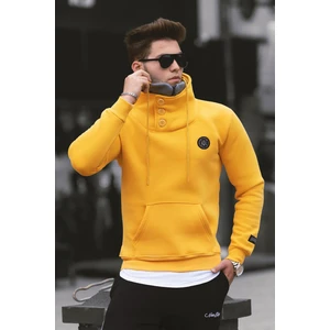 Triko Yaka Düğmeli Sarı Sweatshirt 4411