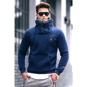 Triko Yaka Düğmeli Lacivert Sweatshirt 4411