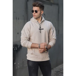 Bej Baskılı Kapüşonlu Sweatshirt 4722