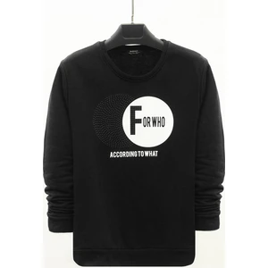 Siyah Baskılı Bisiklet Yaka Sweatshirt 4756