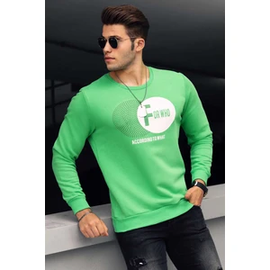 Yeşil Baskılı Bisiklet Yaka Sweatshirt 4756