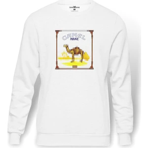 Camel Mirage Baskılı Beyaz Erkek Örme Sweatshirt Uzun Kol
