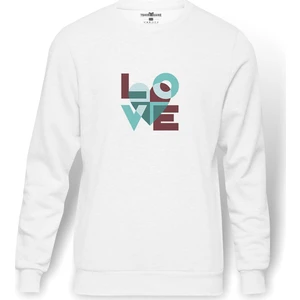 Lo Ve Green  Baskılı Beyaz Erkek Örme Sweatshirt Uzun Kol