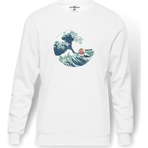 Küçük Deniz Kızı Ponyo Gake No Ue No Ponyo Baskılı Beyaz Erkek Örme Sweatshirt Uzun Kol