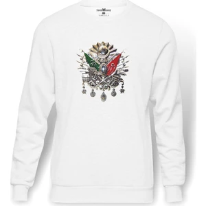 Osmanlı Devleti Resimlemesi Osmanlı İmparatorluğu'Nun Yükselişi Baskılı Beyaz Erkek Örme Sweatshirt
