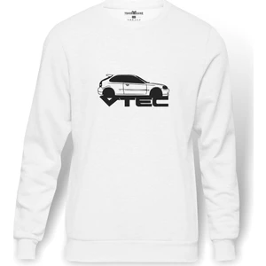 Araba 2017 Araba Civic Vtech Baskılı Beyaz Erkek Örme Sweatshirt Uzun Kol