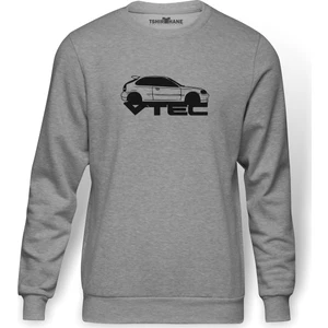 Araba 2017 Araba Civic Vtech Baskılı Gri Erkek Örme Sweatshirt Uzun Kol