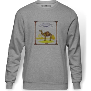 Camel Mirage Baskılı Gri Erkek Örme Sweatshirt Uzun Kol
