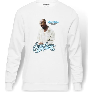 Rap Hiphop 2Pac Rip West Coast Baskılı Beyaz Erkek Örme Sweatshirt Uzun Kol