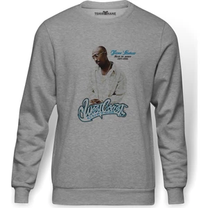 Rap Hiphop 2Pac Rip West Coast Baskılı Gri Erkek Örme Sweatshirt Uzun Kol