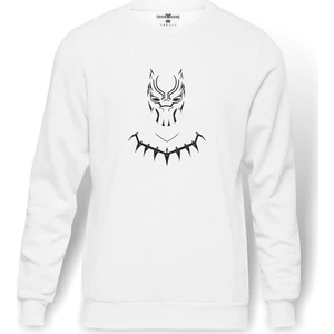 Black Panther 2  Baskılı Beyaz Erkek Örme Sweatshirt Uzun Kol