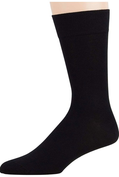 Erkek Bambu Görünmez Dikişsiz Uzun Siyah Çorap 12 Çift