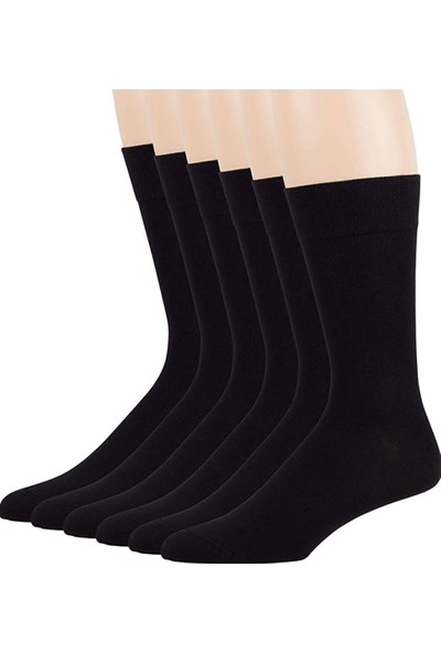 Erkek Bambu Görünmez Dikişsiz Uzun Siyah Çorap 12 Çift