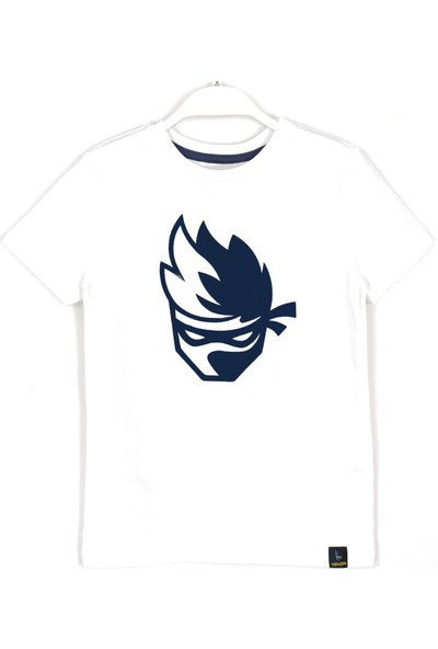 Ninja Silikon Baskılı Erkek Çocuk T-Shirt 4 - 12 Yaş Beyaz