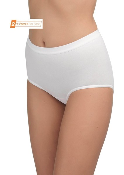 Kadın 2'li Ekonomik Paket Pamuklu Yüksek Bel Slip Külot