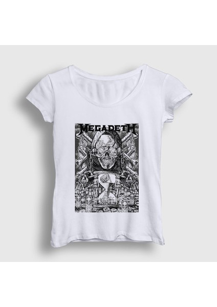 Kadın Beyaz Time Megadeth T-Shirt