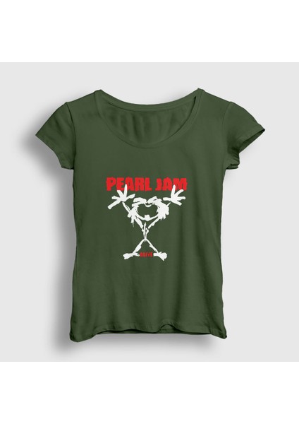 Kadın Haki Alive Pearl Jam T-Shirt