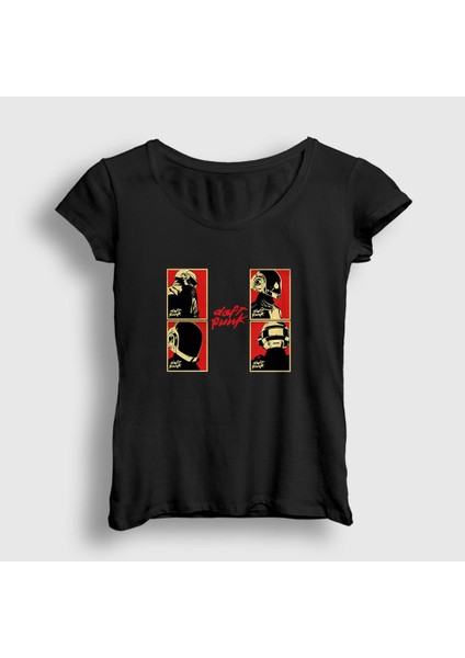 Kadın Siyah Band Daft Punk T-Shirt