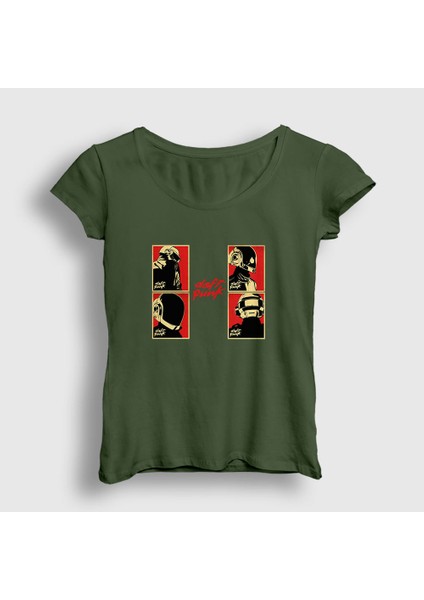 Kadın Haki Band Daft Punk T-Shirt