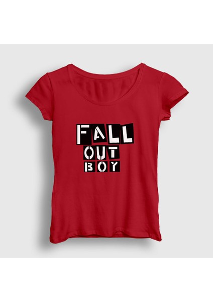 Kadın Kırmızı Boxes Fall Out Boy T-Shirt