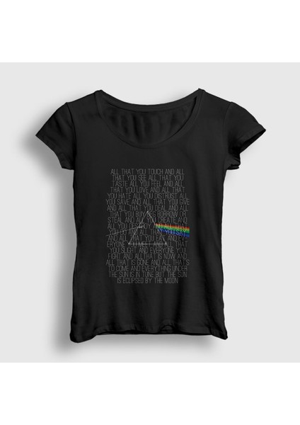 Kadın Siyah Eclipsed Pink Floyd T-Shirt