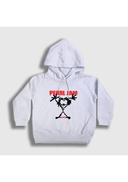 Unisex Çocuk Beyaz Alive Pearl Jam Kapüşonlu Sweatshirt