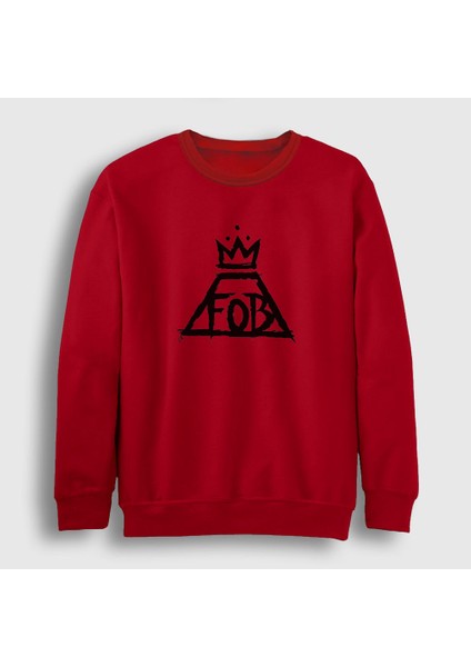 Unisex Kırmızı Logo Fall Out Boy Sweatshirt