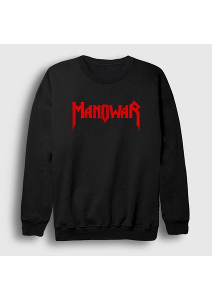 Unisex Siyah Logo Manowar Sweatshirt