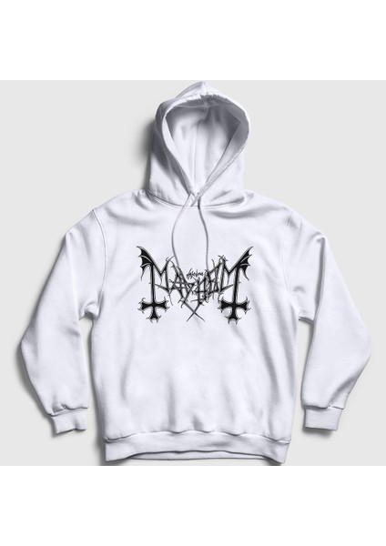 Unisex Beyaz Logo Mayhem Kapüşonlu Sweatshirt