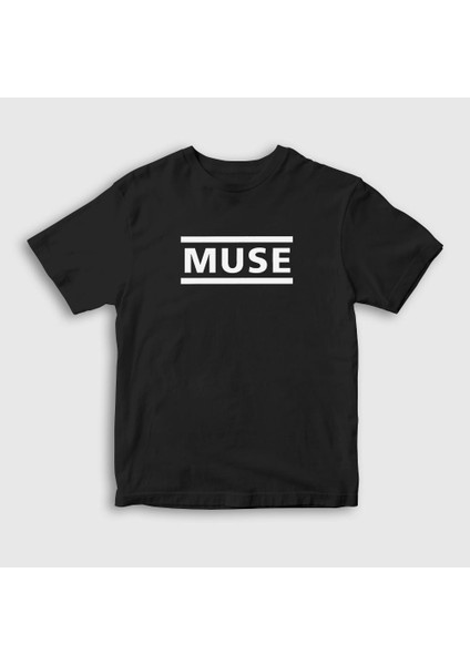 Unisex Çocuk Siyah Logo Muse T-Shirt