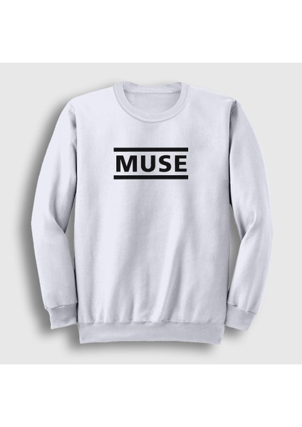 Unisex Beyaz Logo Muse Sweatshirt