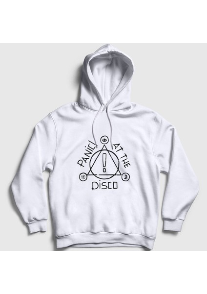 Unisex Beyaz Logo V2 Panic! at the Disco Kapüşonlu Sweatshirt