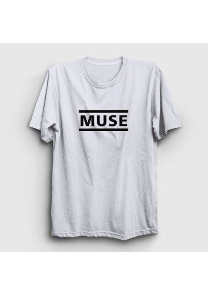 Unisex Beyaz Logo Muse T-Shirt