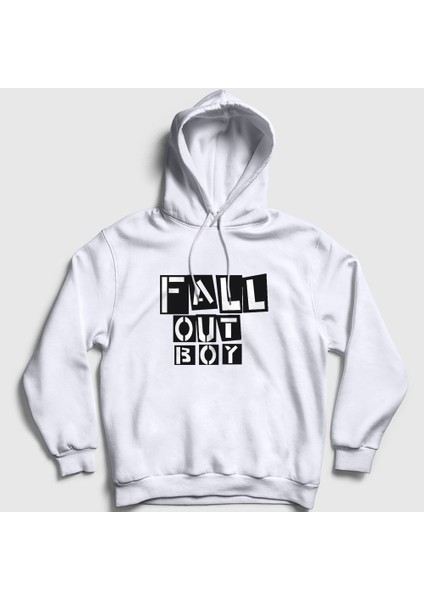 Unisex Beyaz Boxes Fall Out Boy Kapüşonlu Sweatshirt