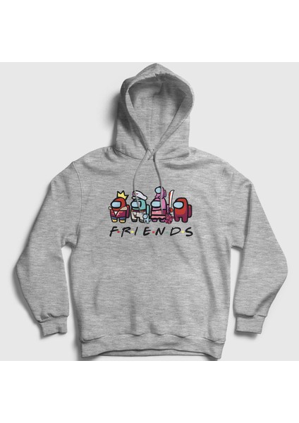 Unisex Gri Friends Among Us Kapüşonlu Sweatshirt