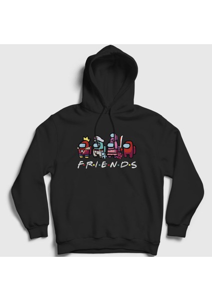 Unisex Siyah Friends Among Us Kapüşonlu Sweatshirt