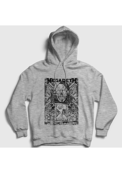 Unisex Gri Time Megadeth Kapüşonlu Sweatshirt