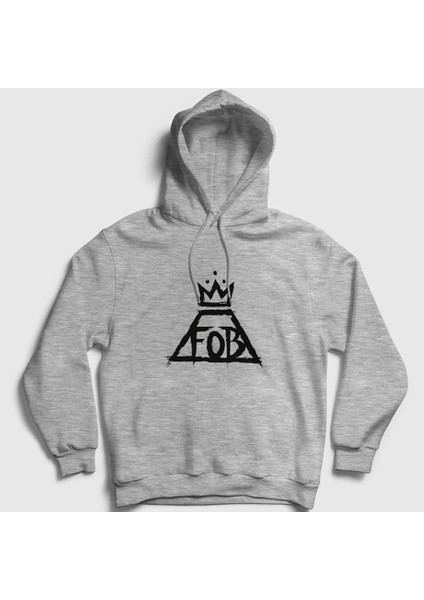 Unisex Gri Logo Fall Out Boy Kapüşonlu Sweatshirt
