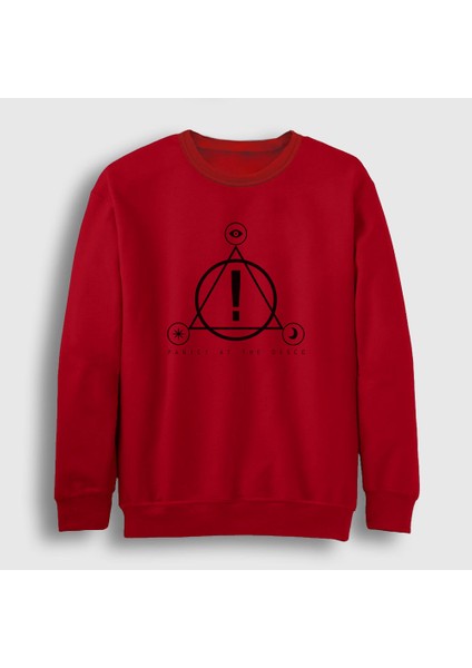 Unisex Kırmızı Logo Panic! at the Disco Sweatshirt