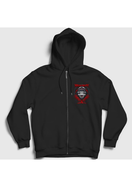 Unisex Siyah Bolt Megadeth Fermuarlı Kapüşonlu Sweatshirt