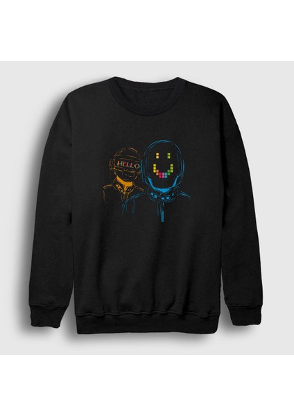 Unisex Siyah Hello Daft Punk Sweatshirt