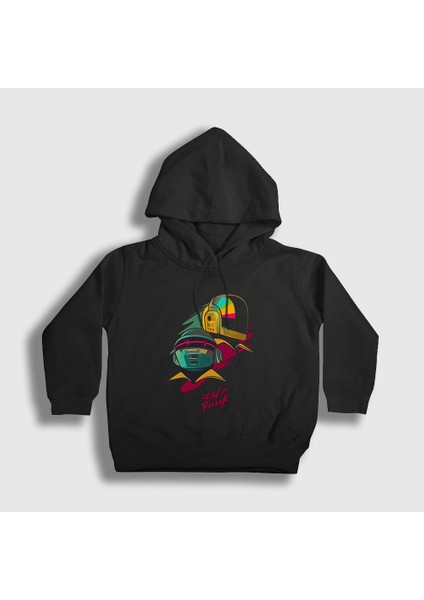 Unisex Çocuk Siyah Helmets Daft Punk Kapüşonlu Sweatshirt
