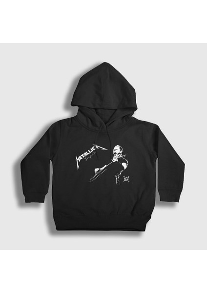 Unisex Çocuk Siyah Jaymz Metallica Kapüşonlu Sweatshirt