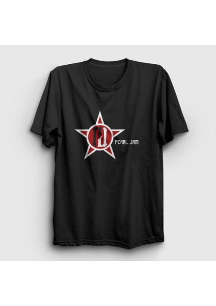 Unisex Siyah Logo Pearl Jam T-Shirt
