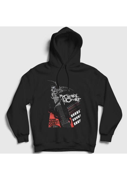 Unisex Siyah One Night My Chemical Romance Kapüşonlu Sweatshirt