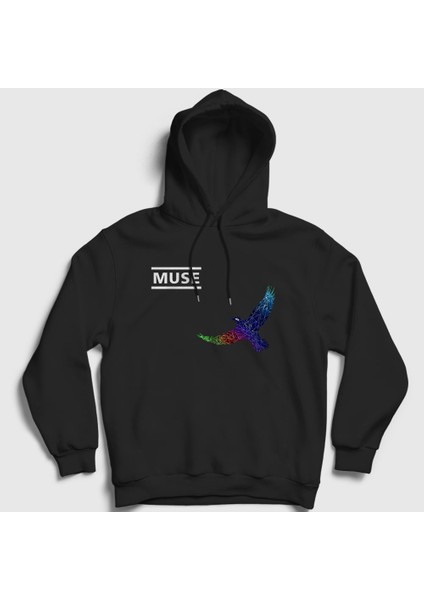 Unisex Siyah Resistance Bird Muse Kapüşonlu Sweatshirt