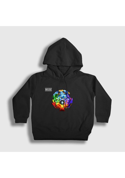 Unisex Çocuk Siyah Resistance Muse Kapüşonlu Sweatshirt