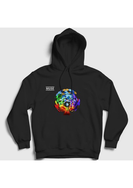 Unisex Siyah Resistance Muse Kapüşonlu Sweatshirt